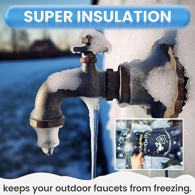 Outdoor Faucet Cover for Winter, Yelodeer 6 Packs 7.1" W X 10.7" H Upgraded Thicken Spigot Pipe Covers, Reusable Waterproof Oxford Faucet Sock, Hose Bib Covers for Winter Insulated Freeze Protection