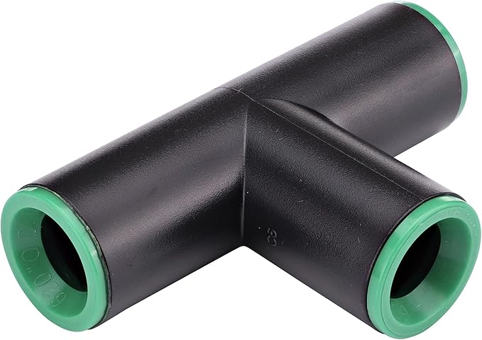 Raindrip 347G00UB Compression Tee, 1/2-Inch, Drip Irrigation Fitting for Supply Tubing and Dripline, Black with Green