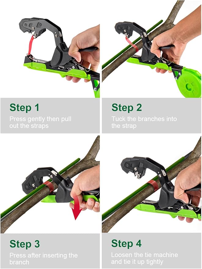 GROWNEER Upgraded Plant Tying Machine, Garden Tape Tool with 25 Rolls Tapes and 10000pcs Staples, Lightweight Plant Tape Gun Tying Tape Tool to Tie Up Vine Tomatoes Grapes Vegetables Garden, Green