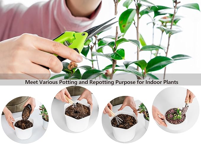 5Pcs Succulent Tools Mini Garden Small Gardening Tools Indoor, Pruning Shear Gardening Scissors, Hand kit for Bonsai, Cactus, Fairy, Houseplant of Transplanting, Repotting, Seedling Soil