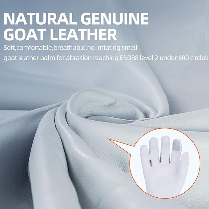 Vgo... 1-Pair Natural Genuine Goatskin Leather Gardening Gloves, Long Cuff Protection, High Dexterity Grip Gloves (Size S, White, GA9658-W)