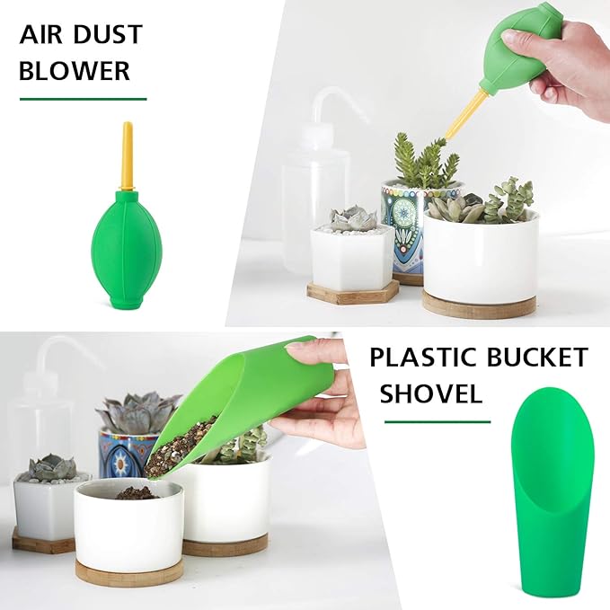 G GOOD GAIN Garden Succulent Kit with Organizer Bag, Indoor Mini Hand Gardening Tool Set, 14 Pieces Tools for Bonsai Planter Miniature Fairy Planting Care(Blue)