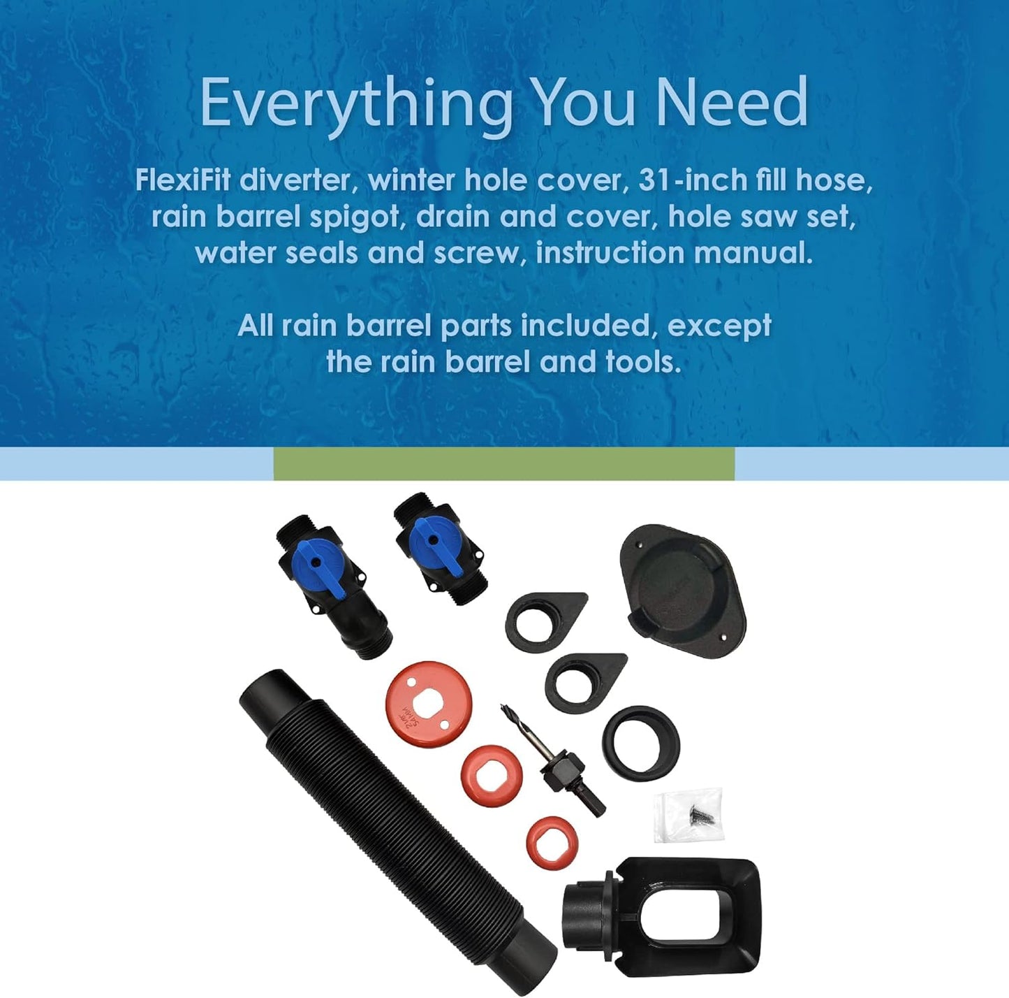 EarthMinded Rain Barrel Diverter Kit - Rain Diverter for 3 x 4 Inch Downspouts, Includes Spigot and Downspout Diverter - Convert Containers into Rain Barrels - Easy to Install