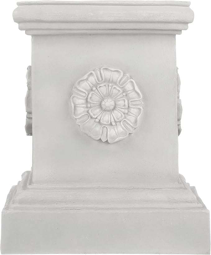 Design Toscano CL5193 English Rosette Sculptural Garden Plinth Base Statuary Pedestal, Grande, antique stone