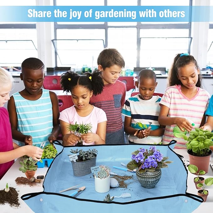 20 pcs Succulent Tool Set - 39.4" Indoor Plant Repotting Mat and 19 Pcs Mini Succulent Hand Tools, Garden Flower Plants Transplanting Supplies for Christmas Holiday Gardening Gifts Outdoor, Blue