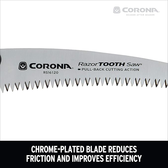 Corona Tools 7-Inch RazorTOOTH Folding Saw | Pruning Saw Designed for Single-Hand Use | Curved Blade Hand Saw | Cuts Branches Up to 3" in Diameter | RS16120