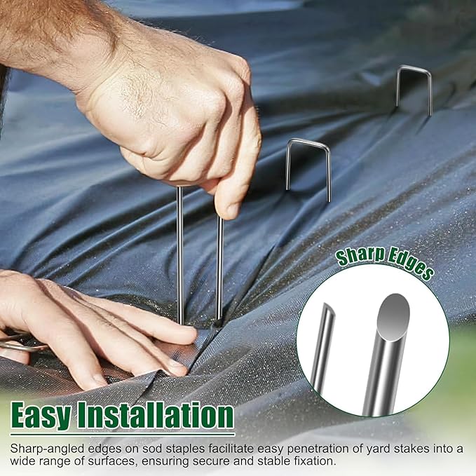 12 Inch 11 Gauge Galvanized Landscape Staples Stakes for Decoration, 25/100/200pcs Garden Metal Stakes for Weed Barrier Fabric, Fence Stakes, Tent Stakes (12in,150pcs)