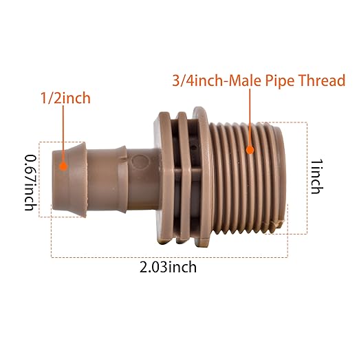 Drip Irrigation Thread Adapter With Barb Coupling, 3/4" NPT Male x Barb Coupling, Barbed Connectors Fit 1/2" Drip Tubing, Faucet Extension Hoses Coupling For Irrigation System -10Pcs/pack
