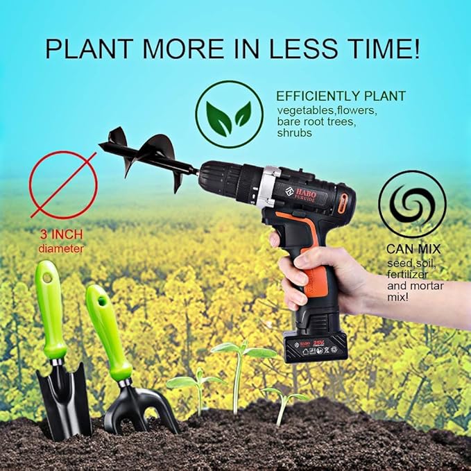 ERYTLLY Bulb Planter, Auger Spiral, Garden Planter Tool 7.6cm x 61cm,Rapid Umbrella Hole Digger for Planting Bulb Seedlings Bedding Tulips, and Digging Weeds Roots