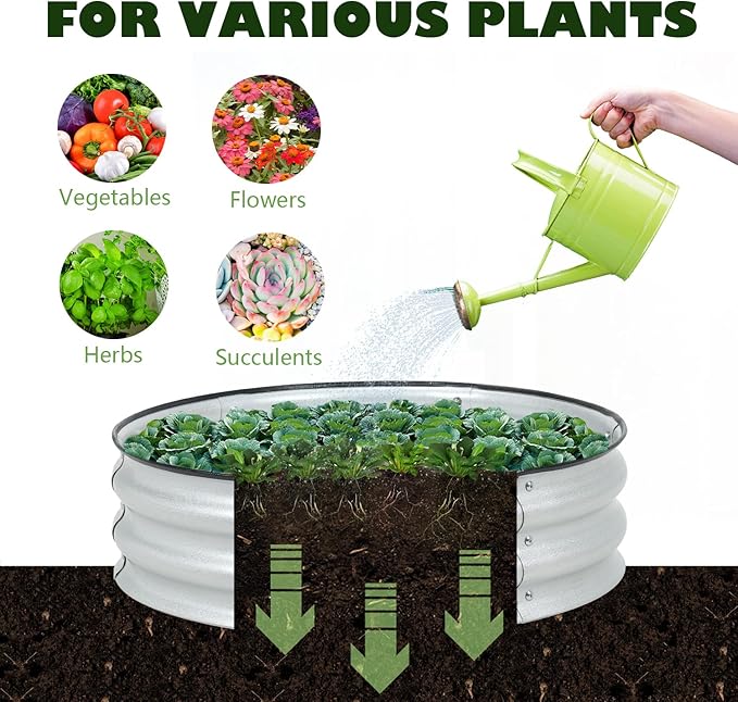 BPS Metal Raised Garden Bed, 2-Pack 2.5FT Diameter Galvanized Planter Raised Garden Boxes for Flower Planters, Vegetables Herb