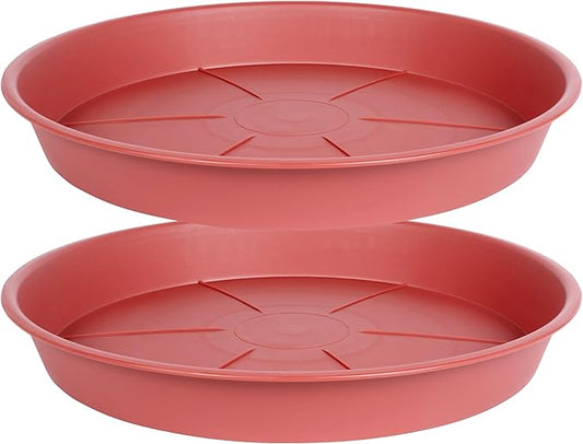 2 Pack of Plant Saucer Tray 17 inch, Heavy Duty Plastic Pot Plant Drip Trays Saucers for for Indoors Outdoor, Plant Water Tray for Planters 15-17" (17", Clay)