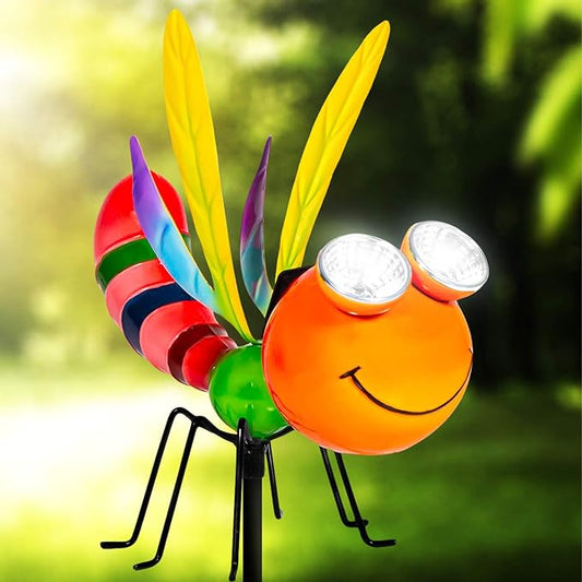 Shefio Dragonfly Solar Light - Metal Yard Art - Add Whimsy To Your Garden - Solar Yard Decorations - Outdoor Decor