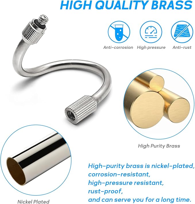 20 Pack Flexible Nozzle Extensions, Brass Mist Rod for Outdoor Misting System, Bendable Copper Extended Pole 10/24 UNC for Garden, Humidification, Outdoor Cooling, Dust Control, Landscaping(5.6Inch)