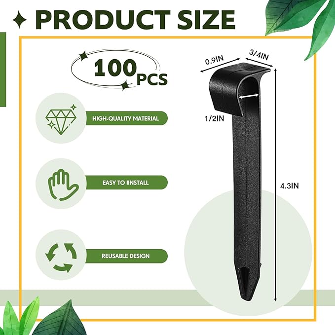 Pangda 100 Pack 1/2 Inch Irrigation Tubing Hold Down Anchor Stakes, 3/4 x 4.33 Inch Drip Tubing, Anchor for Sprinkler Garden Landscaping