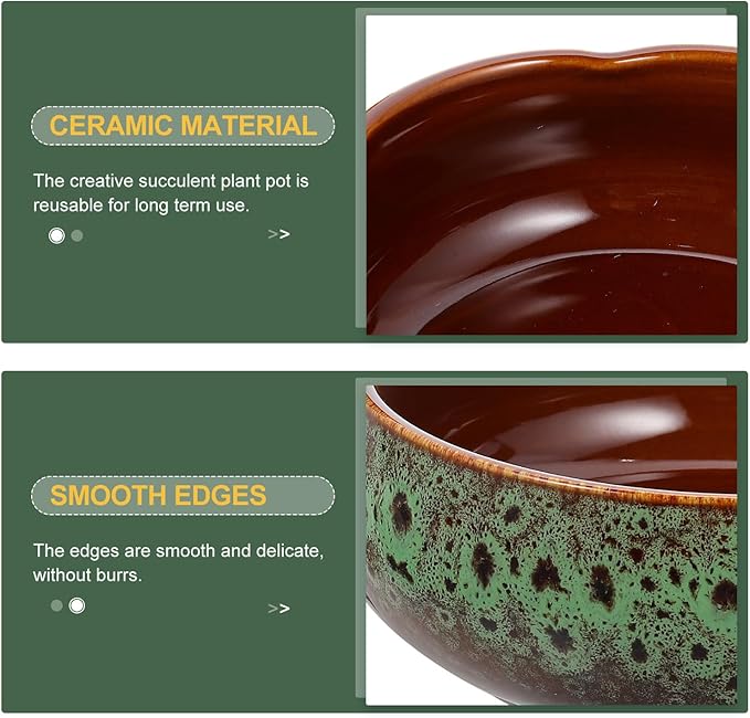 Happyyami Hydroponic Water Planter Pot Ceramic Succulent Bonsai Pot Water Lily Narcissus Planting Bowl Flowerpot Container Garden Decoration (Style b)