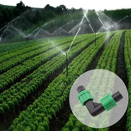 Drip Irrigation 90 Degree Elbow Fittings Universal Barbed Locking L-Shape Coupling Connectors for 16-17mm Drip Tape Tubing Sprinkler System [8PCS, Green]