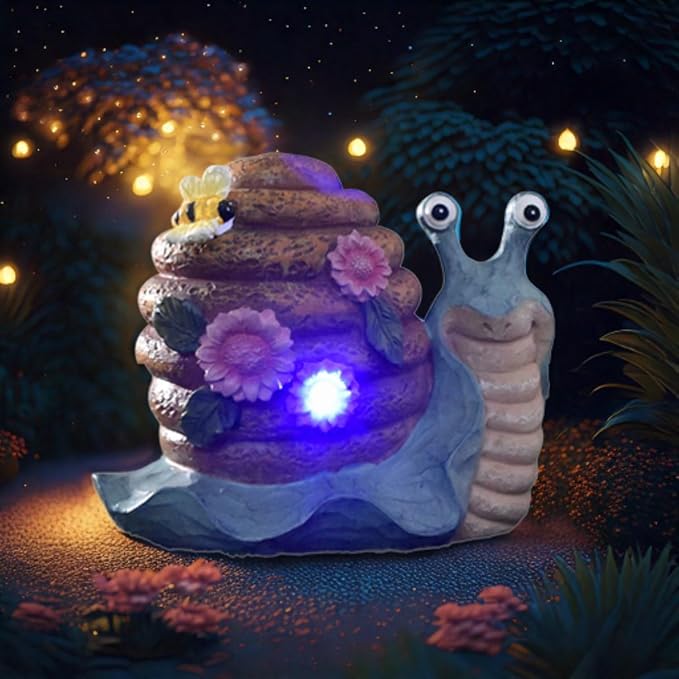 Solar Garden Outdoor Decor Snail Figurine with Lights, Outside - Ideal Outdoor Decorations for Yard, Lawn & Pathway Walkway Ornaments Clearance Housewarming Gifts for Mom Grandma Birthday (Blue)