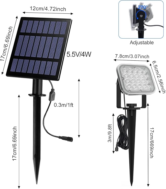 T-Sun Solar Spotlights Outdoor, 4 in 1 Color Changing Solar Landscape Spot Lights Auto ON/Off RGB Solar Garden Pond Lights for Yard, Pathway, Driveway, Pool Area(RGB)