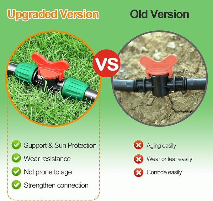 JAYEE 8 Pcs Drip Irrigation Fittings Switch Valve 1/2 Inch, In-Line Barbed Lock Switch Valves For 1/2 Inch Drip Tubing (0.60"-0.63" OD), Shut Off On Valve Drip Line Parts For Garden Sprinkler Systems