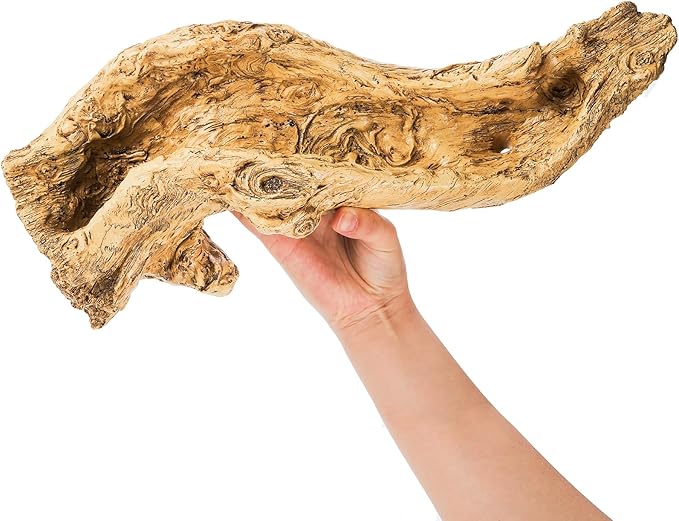 Artificial Driftwood Planter, Sculpture Resin Succulent Flower Pot, Creative Imitation Wood Stump Log Bonsai Plant Pot, Rustic Cactus Container with Drainage Hole for Garden, Indoor, Outdoor