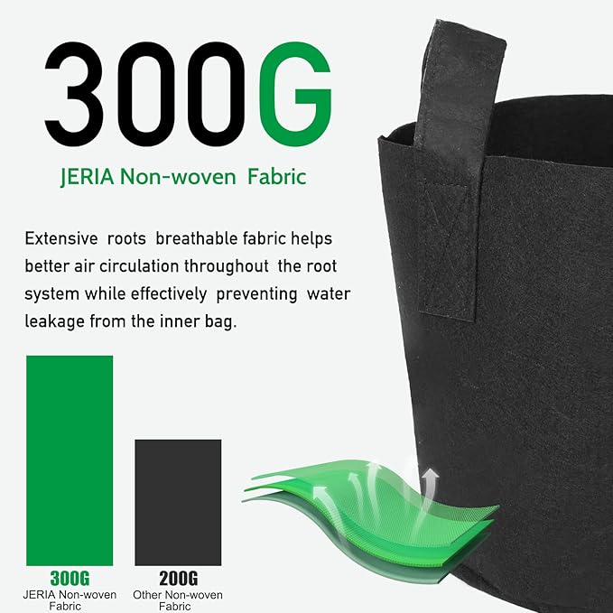 JERIA 8-Pack 3 Gallon Grow Bags, Aeration Fabric Pots with Handles, Heavy Duty Thickened Nonwoven Grow Pots with 8 Pcs Plant Labels