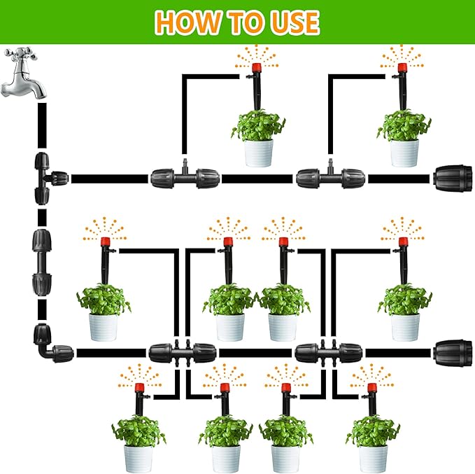 Drip Irrigation Fittings for 1/2 inch Tubing (0.60"-0.63" OD), 12 Pieces Barbed Coupling Drip Parts Locked Coupler Connectors, Drip Line Nuts Connectors for 1/2" Drip Irrigation Hose (13mm ID)