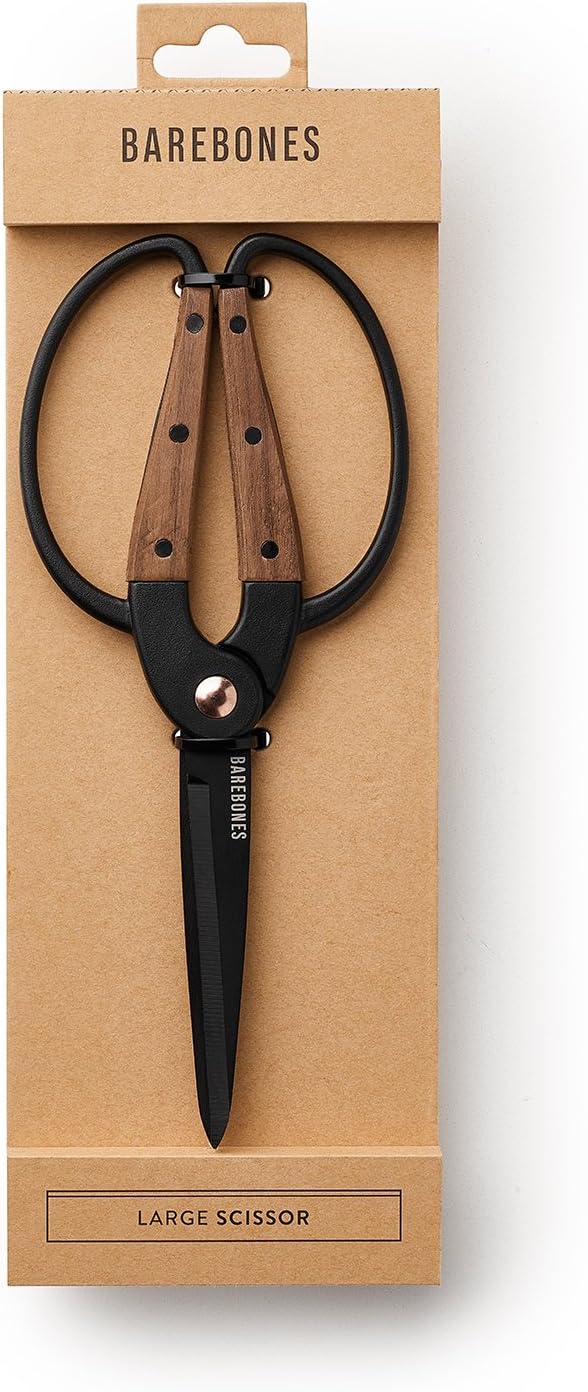 Barebones Garden Scissors - Walnut Plant Scissors - Garden Supplies and Indoor Plant Accessories - Plant Shears with Wide Handles - Comfortable Fit Hand Pruners (Large)