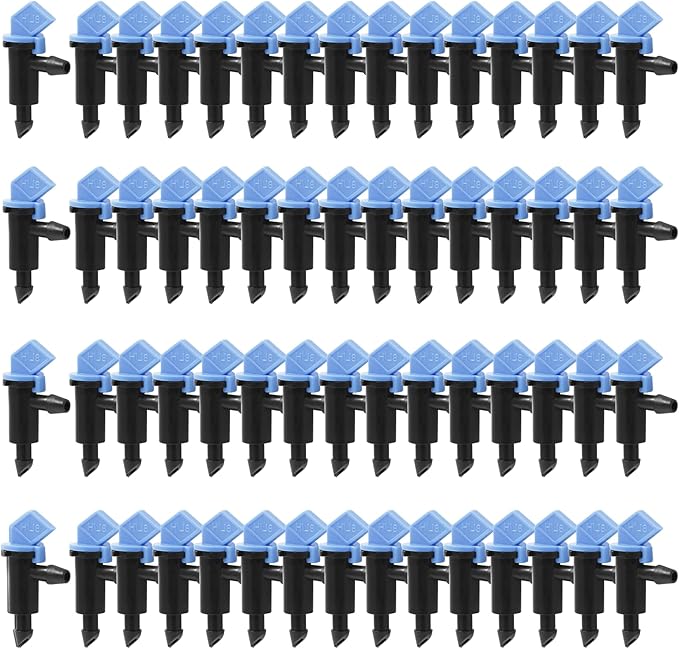 60 Pack 2GPH Drip Emitter Drip Emitters 8L/H Flag Irrigation Dripper for 4mm/7mm Hose for Garden Lawn, Blue