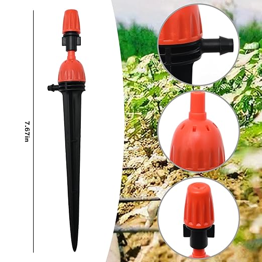 1/4" Drip Irrigation Emitters, Automatic Drip Irrigation Parts Accessories, 360 Degree Drip Sprinkler Heads Sprayer Heads for Irrigation Systems (Straight Nozzle, 30pcs)