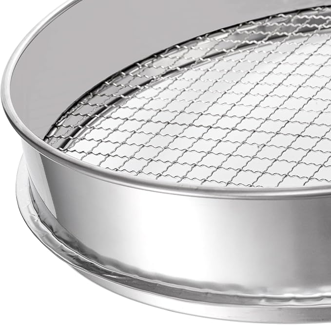 Suwimut Soil Sifter for Gardening, 12 Inch Large Stainless Steel Soil Sieve with 0.39 Inch Mesh, Garden Sifting Screen for Dirt, Sand, Rock, Filtration, Compost and Bonsai