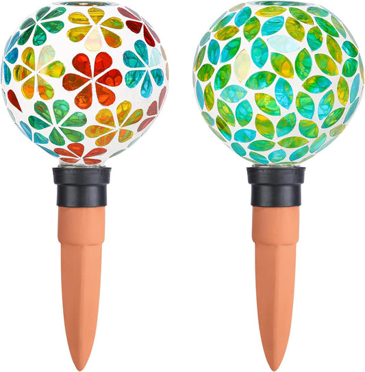 Plant Watering Globes Mosaic Self Watering Stakes 2 Pack Large Self Watering Planter Insert Automatic Watering Device Outdoor Indoor Decoration