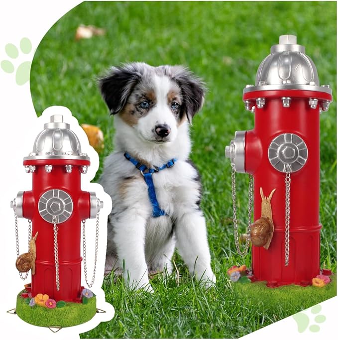 Large Dog Fire Hydrant Pee Post Training Statues with Snail Puppy Pee Training Post Resin Garden Fire Hydrant Figurines for Indoor Outdoor Decor
