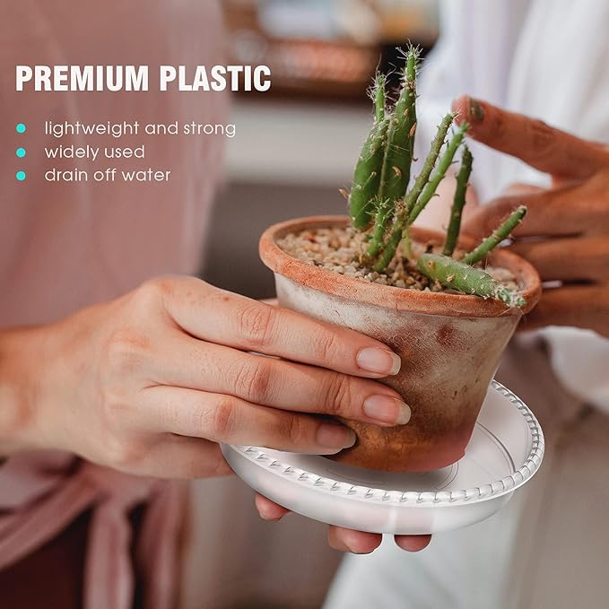 6 Pack Plant Saucer 6 8 10 12 14 Inch Plastic Plant Tray, Sturdy and Durable Flower Pot Container Accessories Plant Pot Saucers for Indoor and Outdoor (6 Inch, Clear)