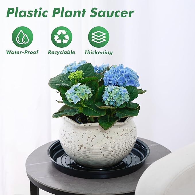 20 Pack 10 Inch Plant Saucer, Black Plant Saucers for Indoors Outdoor, Large Plastic Plant Saucer for Plant Pots Plant Water Catcher Tray, Flower Pot Saucers Bulk Plant Drip Trays for Potted Plants