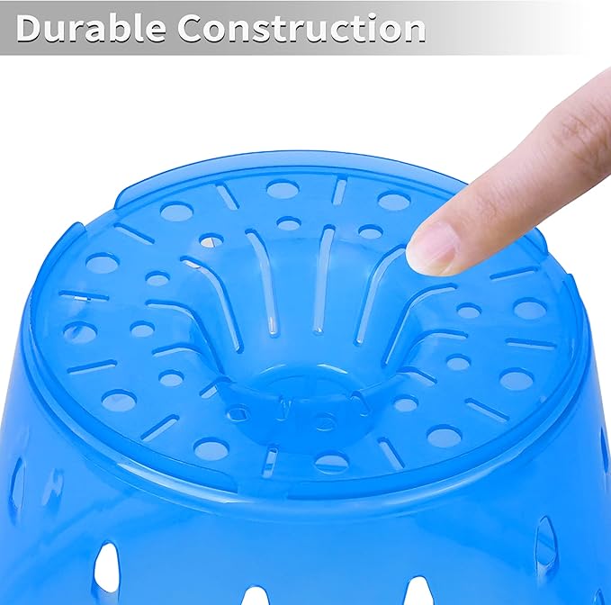 Orchid Pot, 6.7 Inch 8 Pack Orchid Pots with Holes and Saucers,Plastic Orchid Planter - Blue Sapphire