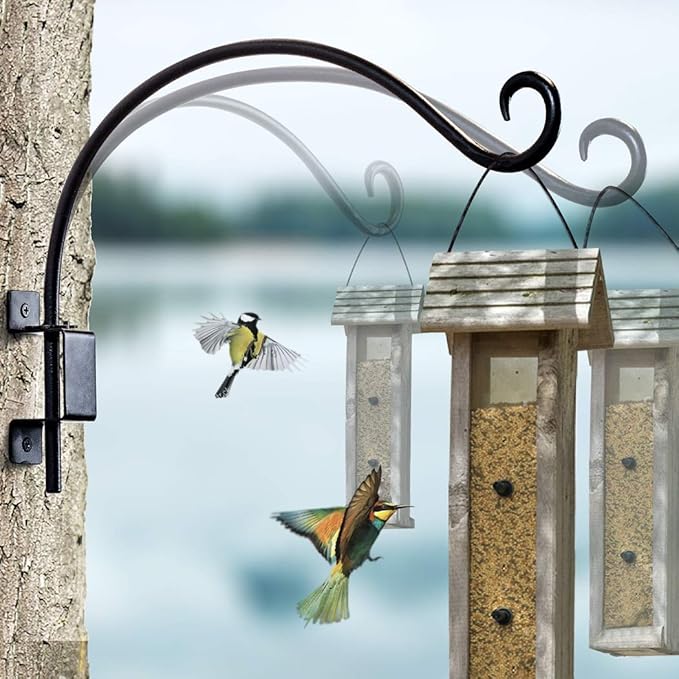 Swivel Bird Feeder Hanger Hook: Swivel Hanging Plant Bracket Outdoor - Wall Mount Swivel Hanging Hook for Bird Feeder 16-Inch