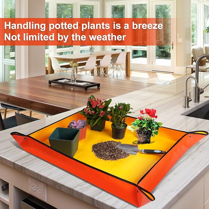 Large Potting Mat for House Plant Transplanting and Soil Mix Control Waterproof Plant RepottingTray Gardening Tools Plant Gifts for Plant Lovers (39.5"X31.5")