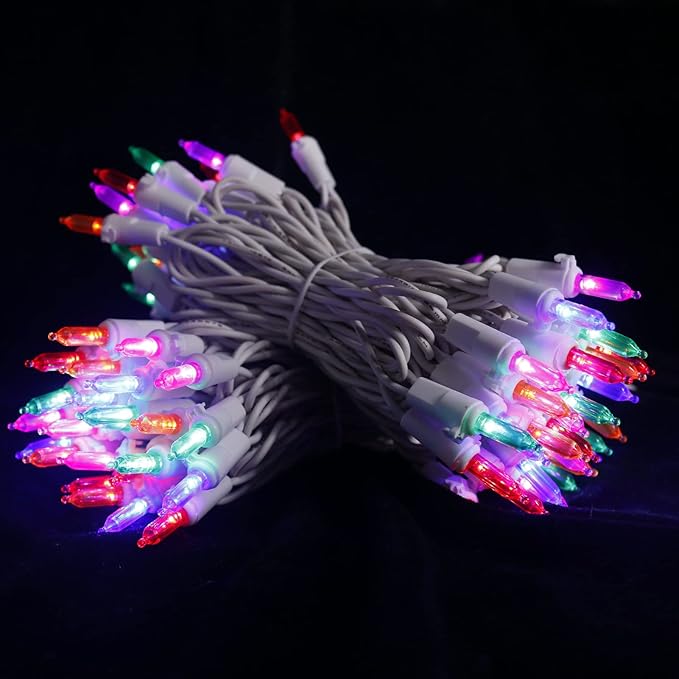 Multicolor LED Christmas Lights - 2 Pack 100 Count Multi-Colored Christmas String Lights for Tree, Party, Wedding, Holiday, Indoor/Outdoor Decor, 2 Sets 33 Feet White Wire, UL Certified, Connectable