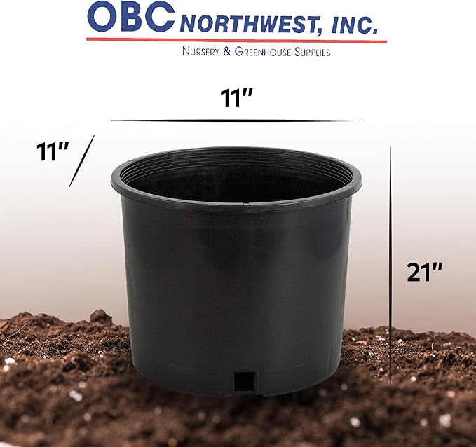 Pro Cal HGPK5PHD Round Circle 5 Gallon Wide Rim Durable Injection Molded Plastic Garden Plant Nursery Pot for Indoor or Outdoor (Set of 5)