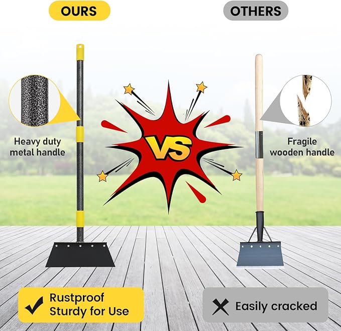 Garden Cleaning Shovel, Multifunctional Flat Shovel Floor Scraper Manual Weeder, 74" Long Handle Ice Chopper Snow Shovel Spade, Heavy Duty Garden Tool for Lawn Edging, Scraping, Ice Removal