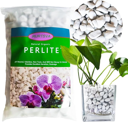 Natural 1-2CM Hard Chunky Perlite 2QT for Plants Horticultural Coarse Organic Pearlite Bulk Potting Mix Garden Soil Amendment for Enhanced Drainage and Ventilation for Orchid, Dendrobium, Araceae