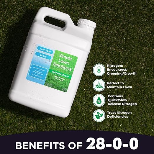 Maximum Green & Growth Fertilizer High Nitrogen 28-0-0 Lawn Food Liquid Fertilizer- Spring & Summer- Any Grass Type- Simple Lawn Solutions - Concentrated Quick & Slow Release Formula (2.5 Gallon)
