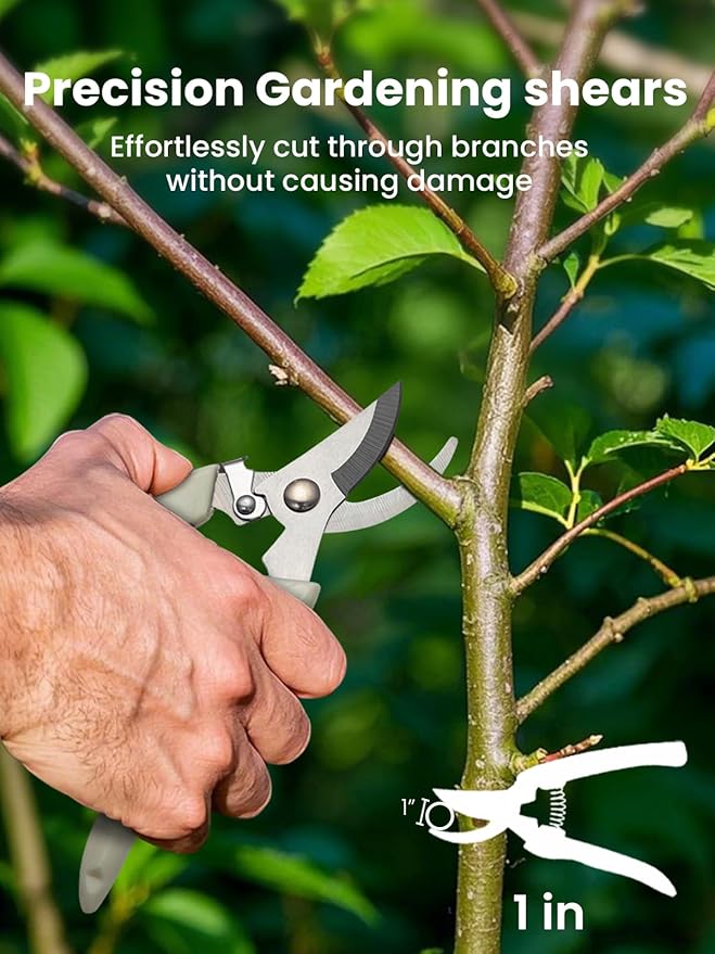 GROWNEER Pruning Shears 2PCS Stainless Sharp Garden shears with 6PCS 1/4 inches Clear Floral Tape Bypass Straight Gardening Clippers for Plants Planters Fruits Trees Fresh Flowers