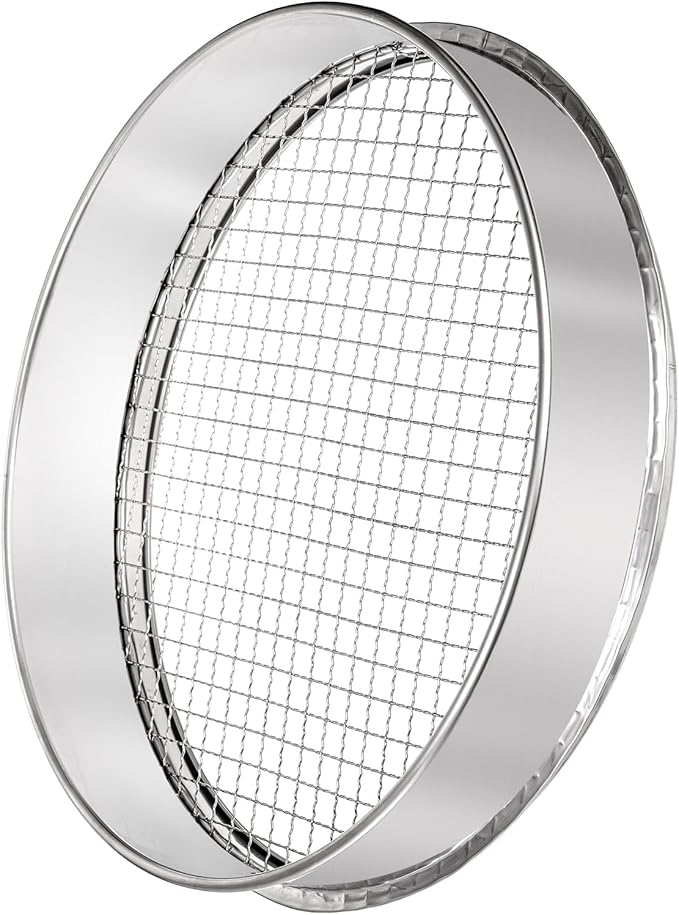 Suwimut Soil Sifter for Gardening, 12 Inch Large Stainless Steel Soil Sieve with 0.39 Inch Mesh, Garden Sifting Screen for Dirt, Sand, Rock, Filtration, Compost and Bonsai