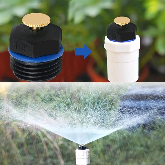 20pcs 1/2 Inch Adjustable 360 Degree Atomizing Sprinkler Nozzles for Garden, Agriculture, Lawn Irrigation System (20 Sets)