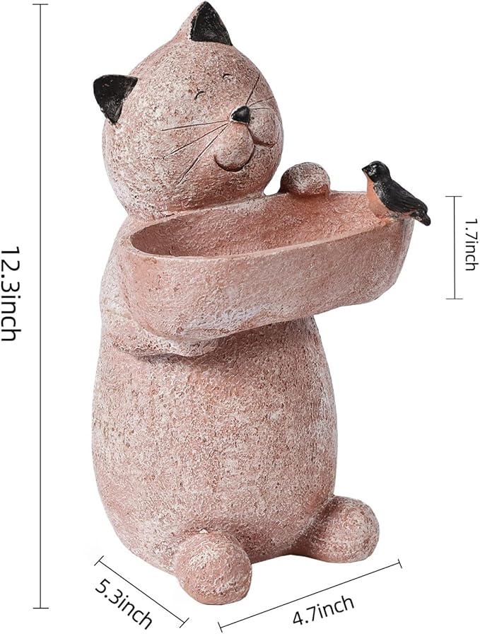 Cat Garden Statue Outdoor Decor Sculptures 12.3 Inch Height Figurine Gardening Lawn Ornament Gifts for Women