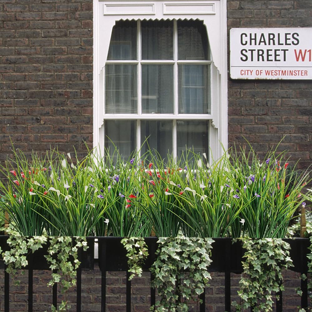 Melorca&Guilla Artificial Plants Outdoor 3PCS 23“ Fake Tall Grass,Faux Grass Plant,Artificial Greenery Shrubs Bushes for Garden Porch Window Box Shop Office Home Décor