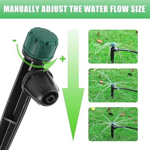 80Pcs Drip Irrigation Emitters for 1/4" Drip Tubing,Adjustable 360 Degree Automatic Irrigation Drippers on 5.5" Arrow Stake for Garden Irrigation Watering System