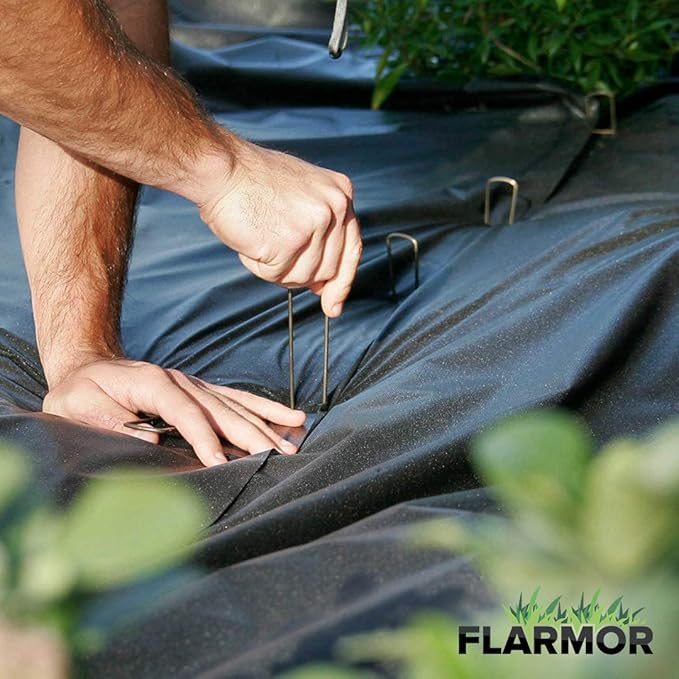 100-Pack 6'' 11 Gauge Heavy Duty U-Shaped Landscape Staples - Landscape Stakes, Garden Staples, Landscape Pins for Weed Barrier, Fabric, Netting, Irrigation Hoses, Ground Mat