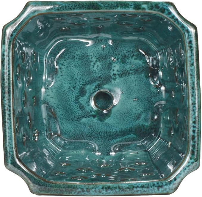 W&W Orchid Pot with Holes and Saucer for Repotting, Green Mix,7 Inches